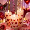 LUZLAB 3pc Flameless Candles with Heart & Shamrock Stickers - St. Patrick's Day Flameless Candles for Ambiance Battery Operated LED Pillar Candles for Gifts Home Garden Decor