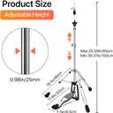 25mm Heavy Duty Hi Hat Stand, Double Braced 3-Leg High Hat Stand