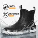 Furuian Women's Deck Boots Waterproof Ankle Rain Boots Rubber Fishing Boots Outdoor Chelsea Booties Garden Boots Work Shoes for Boating, Camping, Farming (Black) 9