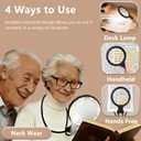 5X Hands-Free Magnifying Glass with Light, Rechargeable Neck Magnifier for Reading, Crafts, Cross Stitch - Adjustable Brightness for Low Vision Seniors & Close Work