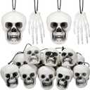 Poen 24 Pcs Mini Horror Christmas Skull Hanging Tree Gothic Ornament Skull Plastic Mini Christmas Small Skeleton Head Decoration Spooky Xmas Hanging Ornament for Xmas Party Supplies