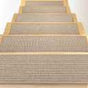 RIOLAND Linen Non-Slip Stair Treads for Wooden Steps Indoor, 8" X 30", 15 Pack, Carpet Stair Runner For Pets Kids And Elders