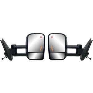 Pair Right and Left Side Door Towing Mirror Power and Heated with Signal Light on Glass Textured Back Cover For Chevy Silverado Sierra 1500 2500 3500HD from 2007 to 2013