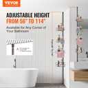 VEVOR Corner Shower Caddy Tension Pole, 4 Tier Adjustable Rustproof Organizer Shelves for Bathroom & Washroom, 42-114inch High, Bronze