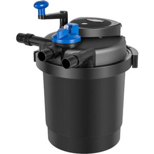 Anbull Bio Pressure Pond Filter, 1580GPH Pressurized Biological Pond Filter with 11watt Light, Pond Filter System with Convenient Cleaning Crank Handle for Fountain Pool, Koi Fish Aquarium Tank