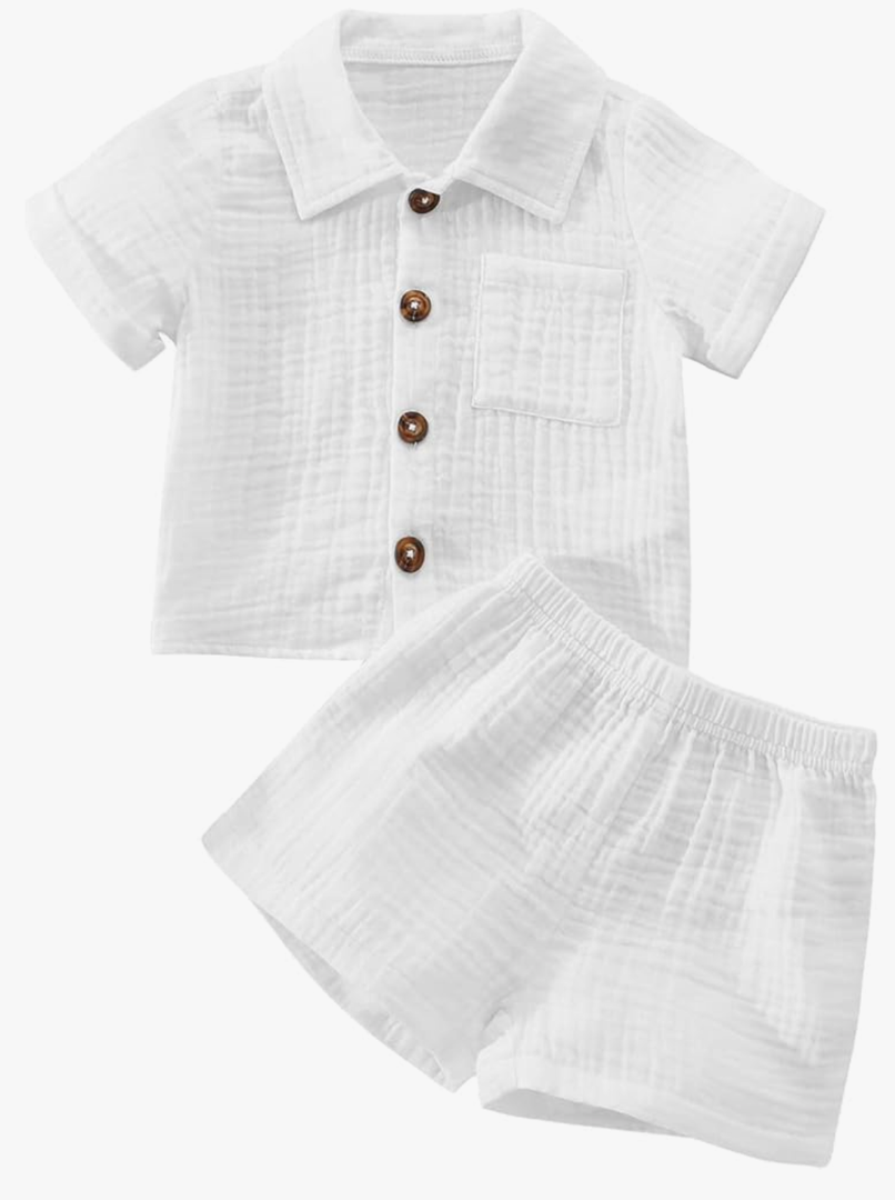 MA&BABY Baby Boys Clothes Set Toddler Infant Boys Button-down Shirt Tops + Cotton Gauze Shorts Summer Outfit 2PCS with Pockets, Size 6-12 mouths MA&BABY Baby Boys Clothes Set Toddler Infant Boys Button-down Shirt Tops + Cotton Gauze Shorts Summer Outfit 2PCS with Pockets, Size 6-12 mouths