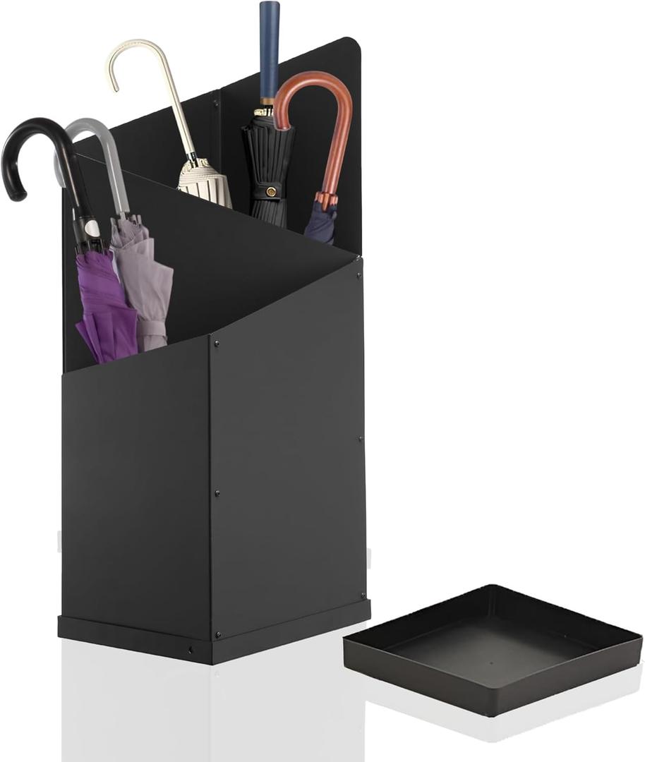 Umbrella Stand for Entryway Stylish Indoor Umbrella Holder for Home Storage & Organization Black Metal Umbrella Basket Rack for Compact Umbrellas, Entryway Decor & Storage