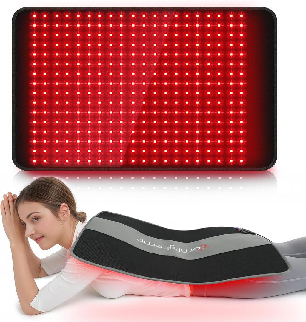 Comfytemp 24'' x 17'' Large Red Light Therapy Pad for Body, 320 LEDs FSA Eligible HSA Near Infrared Light Therapy Pad, 48W Light Wrap for Back Waist Joint Muscle Pain Relief, 660nm & 850nm