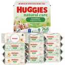 Huggies Natural Care Sensitive Baby Wipes, Unscented, Hypoallergenic, 99% Purified Water, 12 Flip-Top Packs (768 Wipes Total)