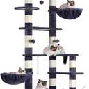Hey-brother Cat Tree, 98.4-110.2 Inches Floor to Ceiling Cat Tree-Adjustable Height, Tall Cat Climbing Tower for Cats Large Adult with Scratching Post, Cat cando, Smoky Gray 0MPJ091G