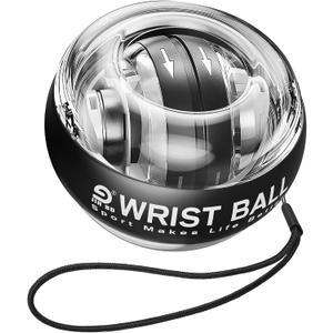 Wrist Trainer Ball Auto-Start Gyroscopic Forearm Exerciser Gyro Ball for Strengthen Arms, Fingers, Bones and Muscles (Black Without Light)