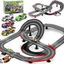 2 in 1 Slot Car Race Track Sets with 4 Slot Cars, 1:43 Electric Car Track for Boys, Dual Racing Game Lap Counter Circular Slope Track Sets, Birthday Gifts Toys for Boys Kids Ages 6 7 8 9 10 11 12