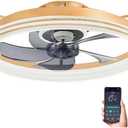 20inch Ceiling Fans Lights,68W Flush Mount Ceiling Fan with Ceiling Lights,Dimmable 3CCT,App Control,Remote Control,Timer,6 Wind Speeds Smart Low Profile Ceiling Fan for Room (C-Gold)