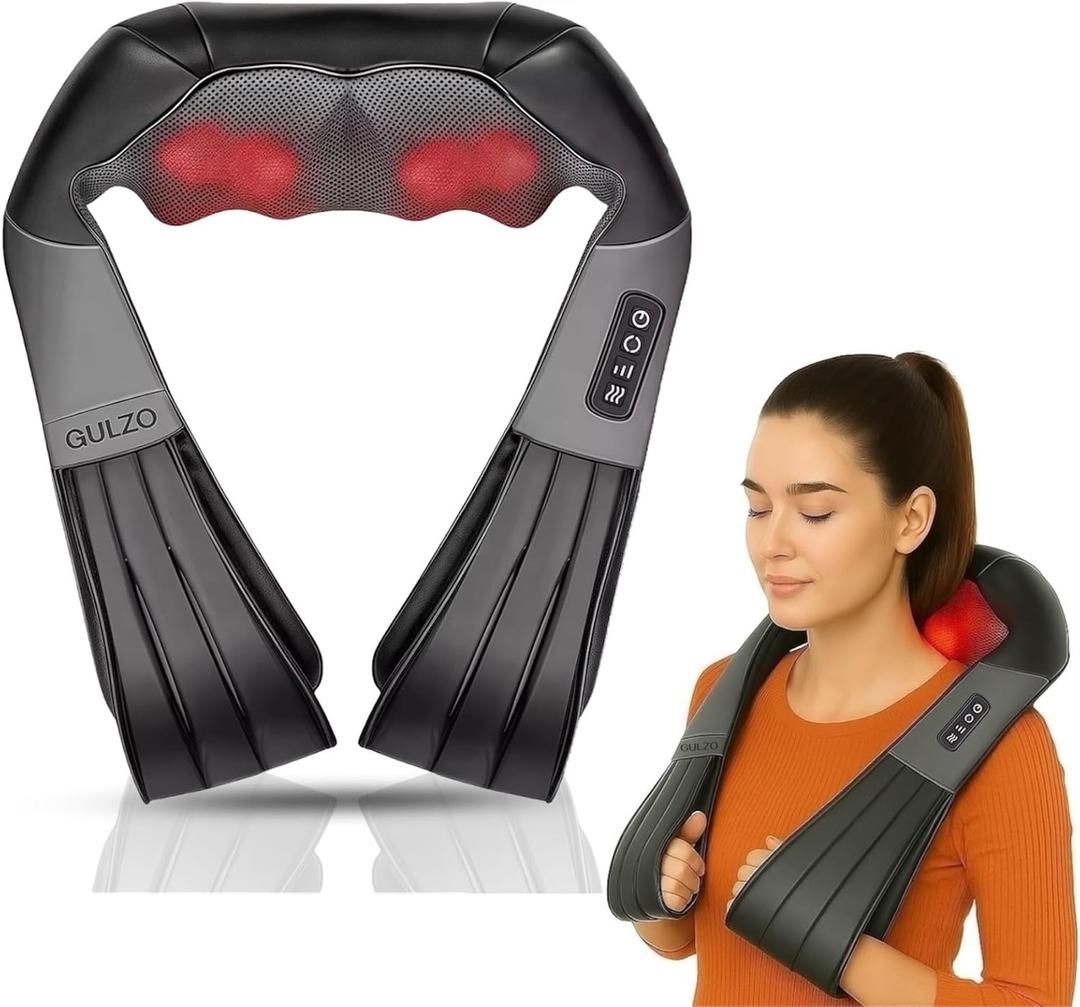 4D Shiatsu Neck and Shoulder Massager with Heat, Deep Tissue Back and Neck Massager for Pain Relief, Eco-Friendly Portable Massage Pillow for Home Office Car, Relaxing Gift for Men and Women