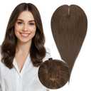 SEGOHAIR Real Human Hair Toppers for Women 3.54"*4.72" Silky Base 150% Density No Bangs Adjustable Parting Clip-In Topper Hairpieces for Women with Thinning Hair 12 Inches Natural Brown