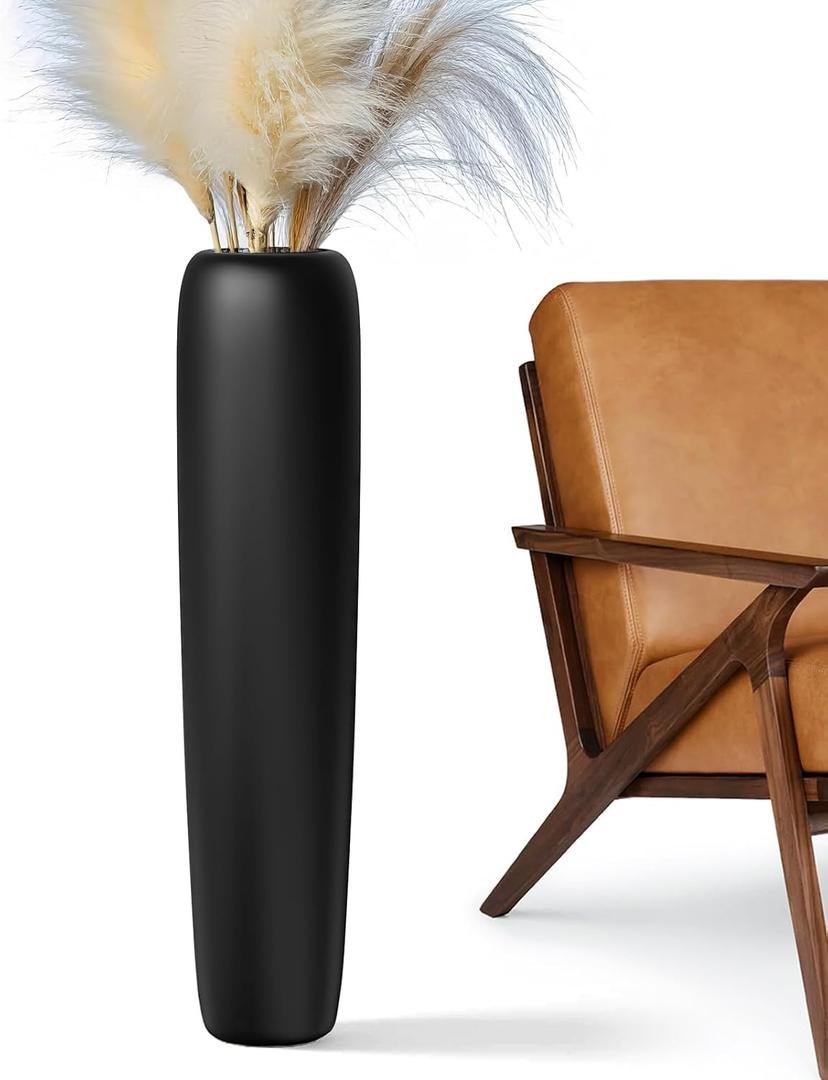 27.5" Black Vase for Home Decor - Tall Floor Vase for Living Room, Bedroom, Office - Elegant Minimalist Tall Vases for Large Dried Stems, Pampas Grass, Artificial Branches