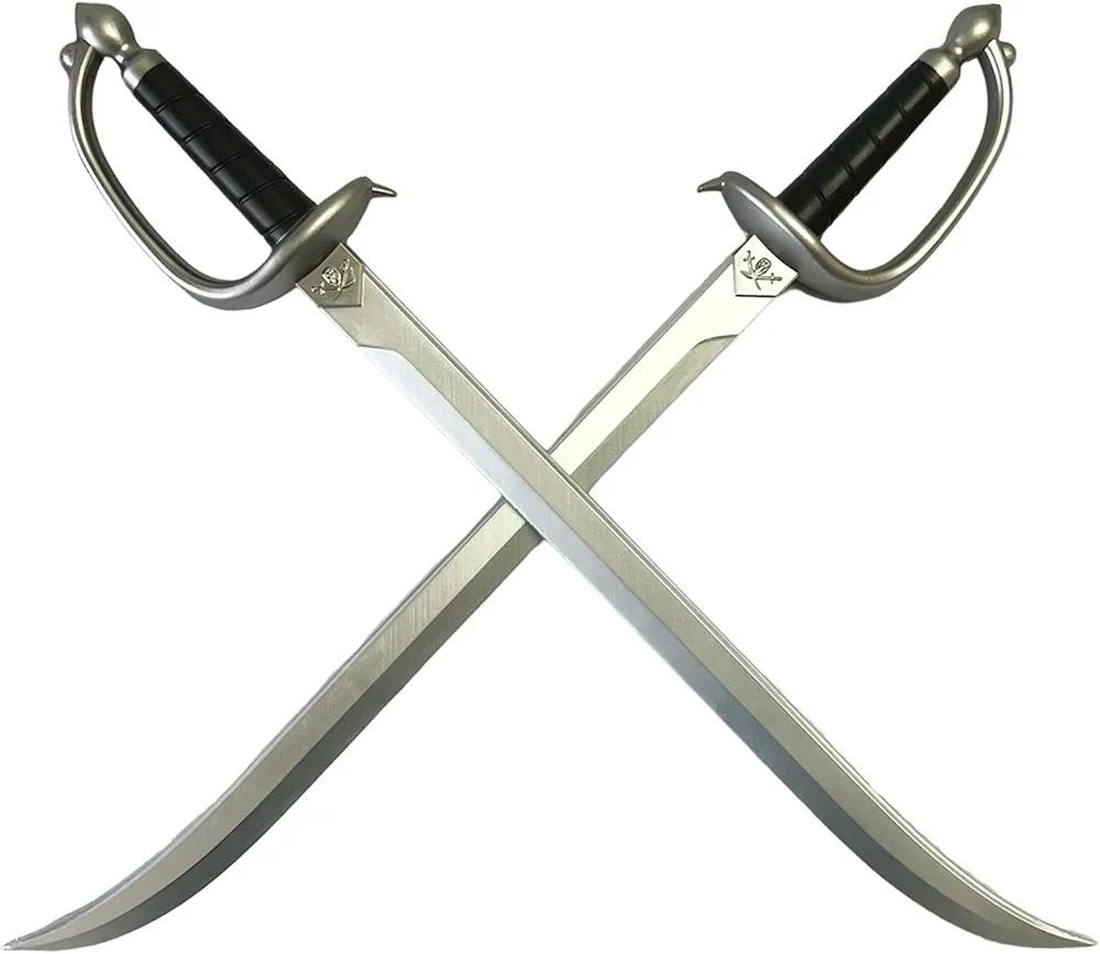 Set of Two 30-Inch Foam Pirate Cutlass Swords - Perfect for Cosplay, Role-Playing, and Halloween Costume Props. Safe and Durable Training Swords for Teenagers and Adults