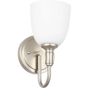 Vintage Traditional 1-Light Indoor Wall Sconce with Frosted Glass Bathroom Bedroom Hallway, 10.6" H x 5.3" W, Brushed Nickel