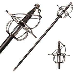 Cosplay Martial Sword Arts Renaissance Rapier Fencing Spanish Swept Hilt Guard Sword Black/Red