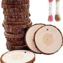 Unfinished Natural Wood Slices 18 Pcs 3.5-4 Inch Wood Coaster Sets Pieces Craft Wood Kit Predrilled with Hole Wooden Circles Great for Arts and Crafts Christmas Ornaments DIY Crafts Rustic Wedding