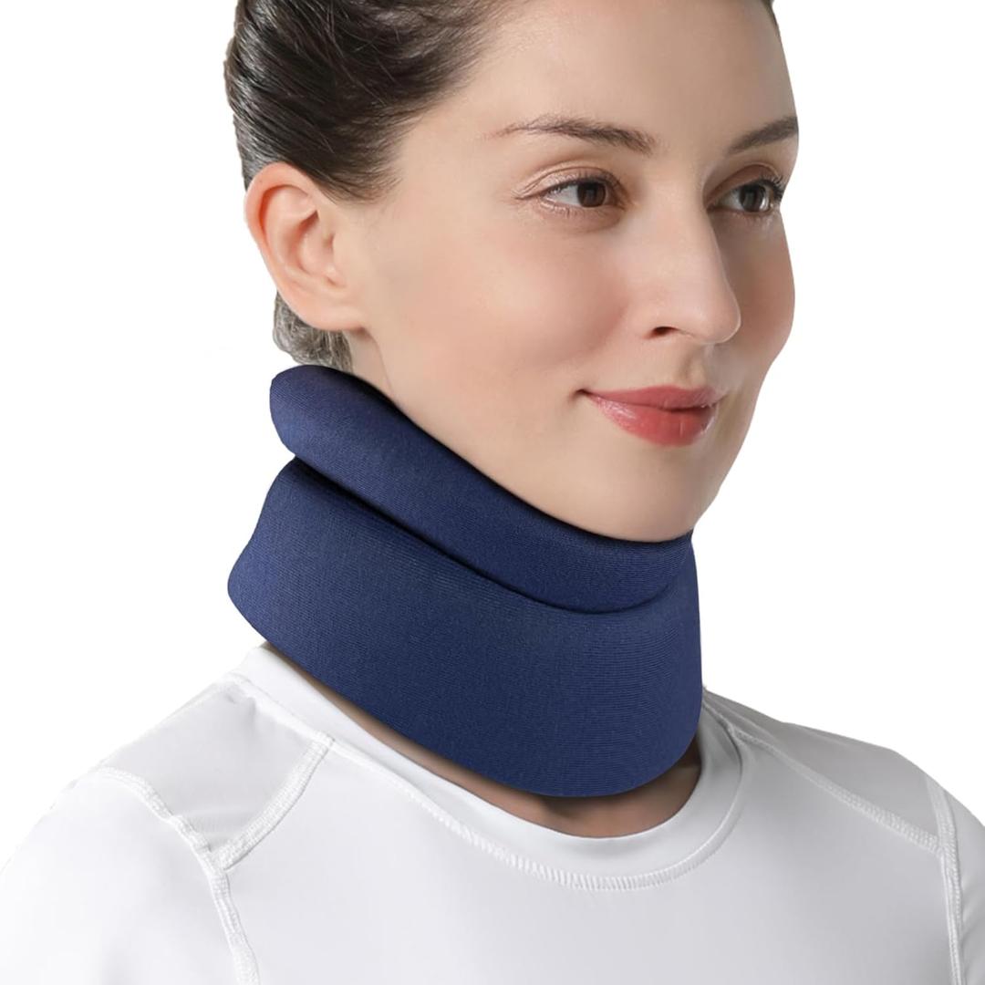 Velpeau Neck Brace for Neck Pain and Support -Soft Cervical Collar for Sleeping in Bed, Snoozing, Sleeping Upright, Anti-Snoring, Sleep Apnea for Women & Men (Blue, Comfort Version, L: 14-16.5"/3.3")