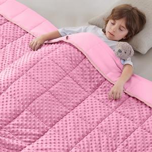 anfie Weighted Blanket Kids(40"x60" 7lbs) Weighted Blanket Cooling Blanket for Sleeping,Throw Size Breathable Blanket with Premium Glass Bead(Pink)