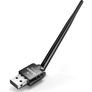 Kinivo USB Bluetooth Adapter for PC (BT 5.3, Long Range Wireless Receiver, USB Dongle for Ubuntu, Windows 11/10/8.1) - Compatible with Laptops, Headsets, Speaker, Mouse, Keyboard, Printers