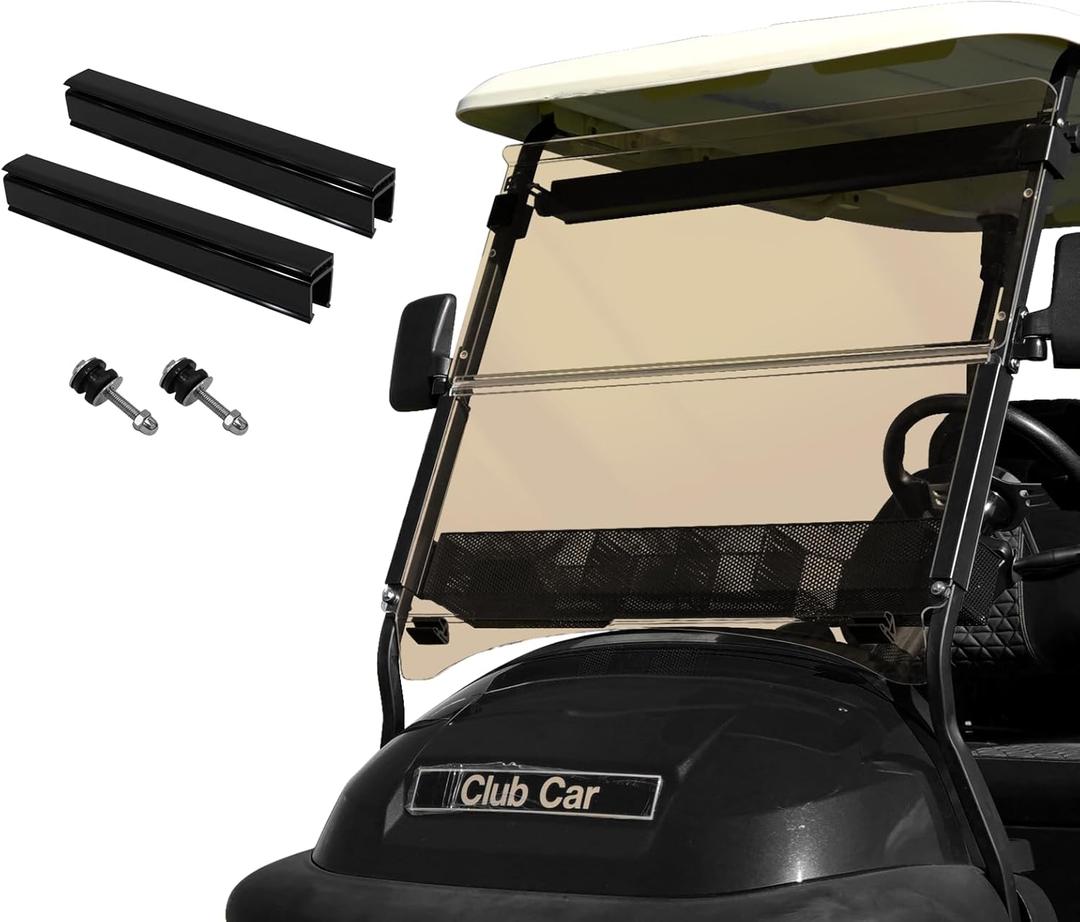 Golf Cart Windshield for EZGO/Club Car DS/Precedent/Yamaha Gas & Electric Models, 5MM Thicken Foldable, Tinted UV Protection and Impact Resistant Acrylic