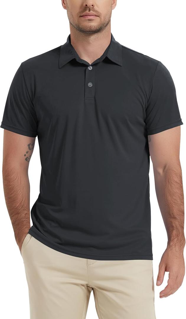 LETAOTAO Short Sleeve Polo Shirts for Men Quick Dry Performance Golf Shirt (Green, M)