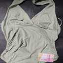 WDIRARA Women's Leopard Print Ruched Halter Crop Tops V Neck Tie Back Sleeveless Slim Fit Cami Tops, Large