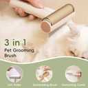 3-in-1 Pet Grooming Brush for Dogs & Cats | Deshedding & Dematting Comb with Built-in Lint Roller | Use with Our Sticky Hair Remover for Complete Fur Care (White)