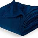 Utopia Bedding Navy Fleece Blanket Queen Size Lightweight Fuzzy Soft Anti-Static Microfiber Bed Blanket (90x90 Inch)