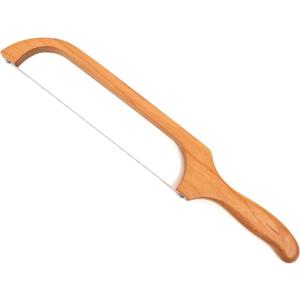 Wooden Bread Bow Knife, Cherry (16") - Serrated Sourdough Cutter for Homemade Bagels, Baguettes and More - Right-Handed, Cuts Thin, Even Slices - Premium Stainless Steel (Silver)