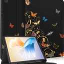 for Samsung Galaxy Tab S6 Lite Case 10.4 Inch Kids Cute Girls Folio Women Girly Butterfly Pretty Kawaii Teens Aesthetic Black Tablet Cover for Samsung S6 Lite Tab Cases SM-P610/P613/P615/P619