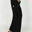 Saodimallsu Womens Crochet Maxi Cover Up Dress Beach Swim Vacation Coverups Long Sleeve Sexy Bodycon Summer Knit Dresses (Black)