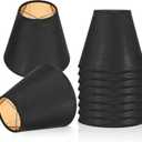 Giantree 10 Pack Clip-on Mini Chandelier Lamp Shades, 3 x 6 x 5inch Small Lamp Shade Black Barrel Fabric Lampshade Cover Natural Linen Lamps Shade Clip-on for Table Chandelier Wall Lamps (Black)