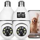 Light Bulb Security Camera HD Pan Tilt Wireless 360 Degree Floodlight Night Vision 5Ghz with Floodlight Human Motion Detection and Alarm 2pack with 64GB Card