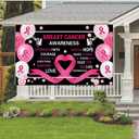 Breast Cancer Awareness Backdrop Banner Decorations with 70.8"X43.3", Hope Faith Strength Courage Breast Cancer Pink Month Photography Background for Charity Activities Party Decor