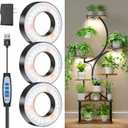 Wiaxulay Grow Lights for Indoor Plants, 144 LEDs Full Spectrum LED Plant Grow Light, 5V/3A Under Cabinet Grow Lamp with Auto Timer 6/12/16 Hrs, 3 Lighting Mode, 5 Brightness Levels, Tri Head (3.5in)