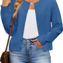 Women's Cardigan Sweaters Lightweight Crew Neck Button Down Long Sleeve Spring Outfits Fashion Clothing 2026 (Blue, M)