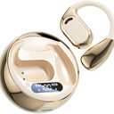 Open-Ear Wireless Earbuds, Bluetooth Air Conduction Headphones, 50 Hours Playtime, Waterproof, LED Digital, Wireless Gold Open Earbuds, Lightweight Design Fit Cycling, Running, Workout