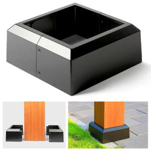 8"x8" (Actual: 7.5"x7.5") Deck Post Base Covers Aluminum,Split Style Post Base Trim Skirt Decorative Black 1Pack