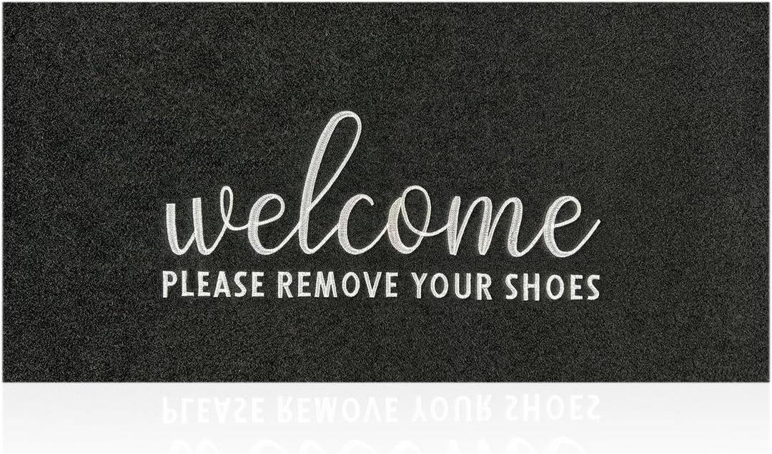 AAZZKANG Welcome Mat Non Slip Please Remove Your Shoes Doormat Long 48"x18" Easy to Clean Front Door Mat for Entrance,High Traffic Areas,Patio,Outside,Inside