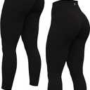Women's Yoga Pants 7/8 High Waisted Workout Yoga Leggings for Women Butt Lifting Tummy Control Booty Tights (Black), M