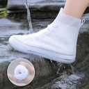 Waterproof Shoe Covers No-Slip Thickened Shoe Protectors Reusable Foldable Shoes Cover for Rain Outdoor Overshoes Protectors Boots Shoes Covers Overshoe for Men Women Kid (XXL, Clear)