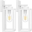 BesLowe Outdoor Wall Light Fixtures, Exterior Waterproof Wall Lanterns, Porch Sconces Lighting with E26 Sockets, Modern White Outside Lights for House Patio Front Door Entryway, 2-Pack