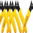 HongWay Pack of 5 Micro Flush Cutters, Wire Cutter with Internal Spring, Diagonal Cutters for Electronics, Heating Wire, Model Sprue, Soft Copper Wire Snips, 5 Inches, Yellow