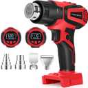 Cordless Heat Gun Compatible with Milwaukee M18 Battery, Fast Heating Variable Temp (122F~1112F) Hot Gun LCD Display and 4 Nozzle for Crafting, Vinyl Wrap, Shrink Tubing, Resin, DIY(No Battery)