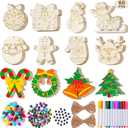 MGparty 60Pcs DIY Wood Slices, Wooden Christmas Ornaments Bulk for Crafts, Unfinished Paintable Wooden Hanging Decorations, Wood Kit for Crafts with 12 Coloured Pens and 60 Jingle Bells