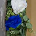 Riceshoot 4 Pcs 4 Pack 26 ft Artificial Eucalyptus Vines Garland with Flowers Faux Floral Greenery Garlands Rose Wreath for Wedding Party Arch Table Decor Backdrop Decorations (Blue and White)